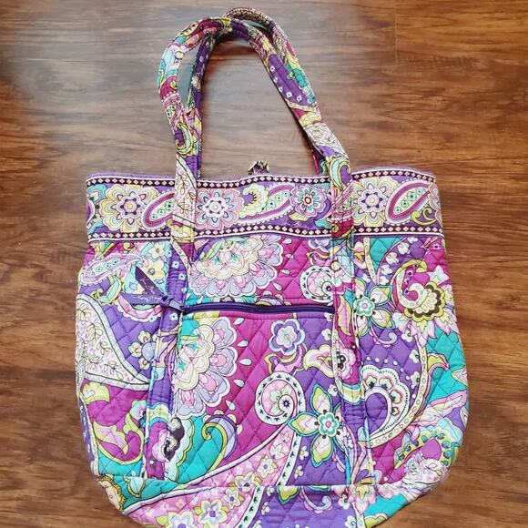 Vera Bradley Hipster Heather Paisley Large Purse or Travel Tote Women's Purple - Picture 2 of 12